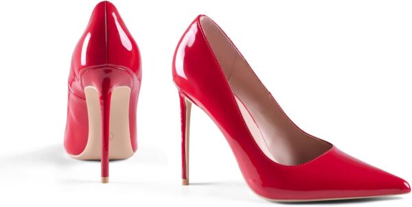 Women High Heels,3.94 inch/10cm Stiletto Pumps Sexy Pointed Toe Patent Leather Slip On High Heel Dress Evening Party Pump Shoes