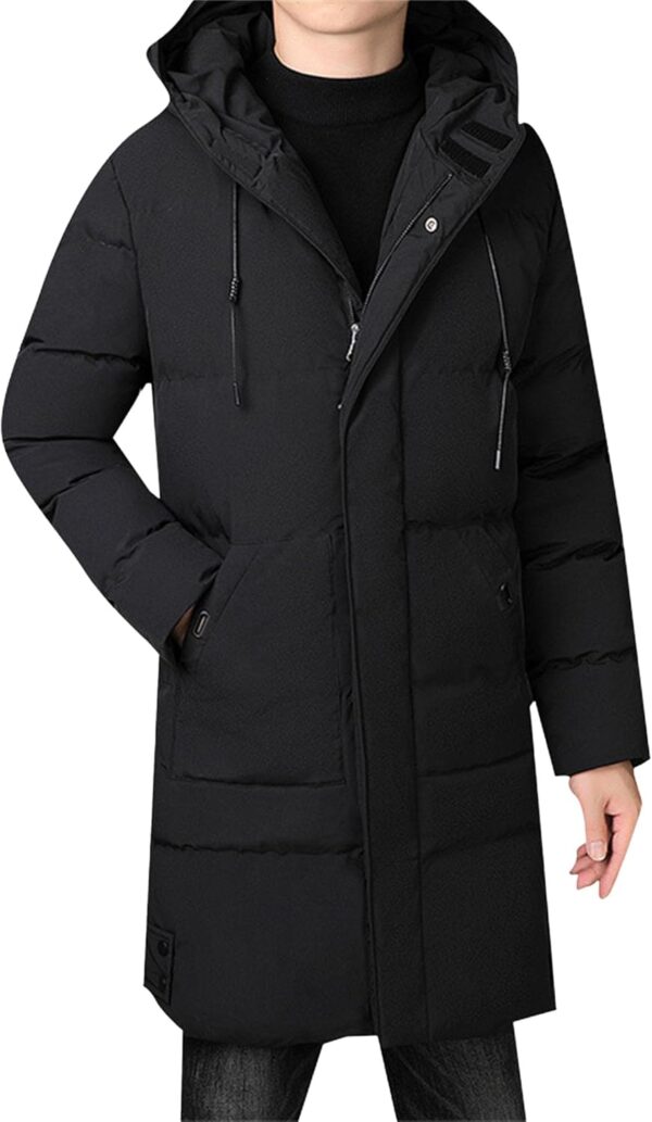 Mens Winter Long Coats Hooded Puffer Jacket Windproof Thicken Warm Down Jackets Padded Parka Outerwear Windbreaker