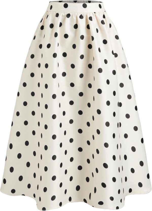 Womens Polka Dot Maxi Skirts A Line Elastic Waisted Elegant Vintage Outfits Casual Skirt  Fall