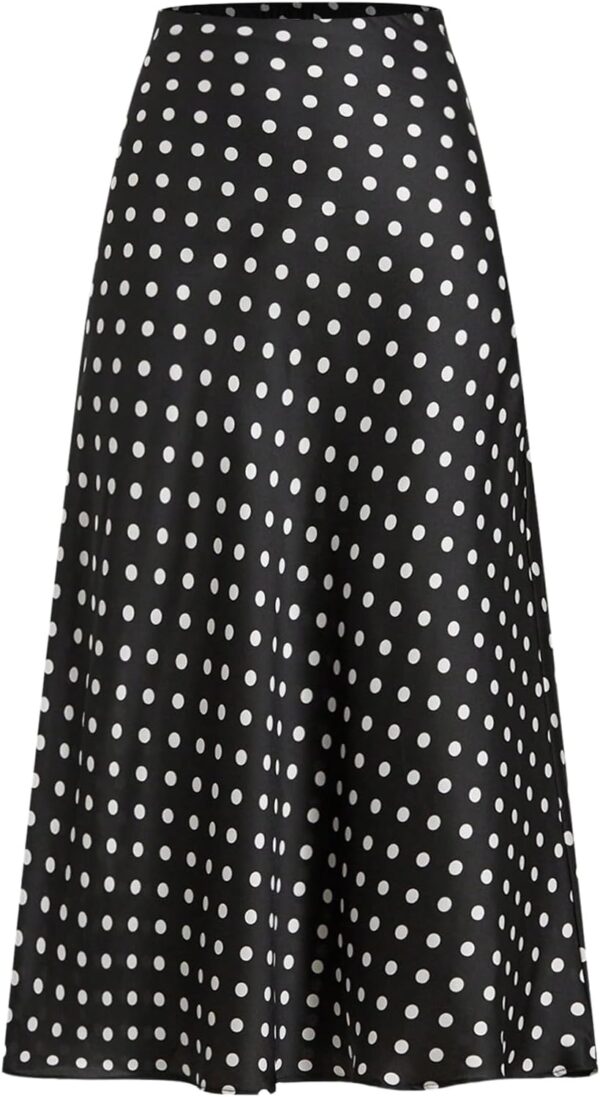 Women's Polka Dots Long Flowy Skirts Dressy High Waisted Business Causal Skirt