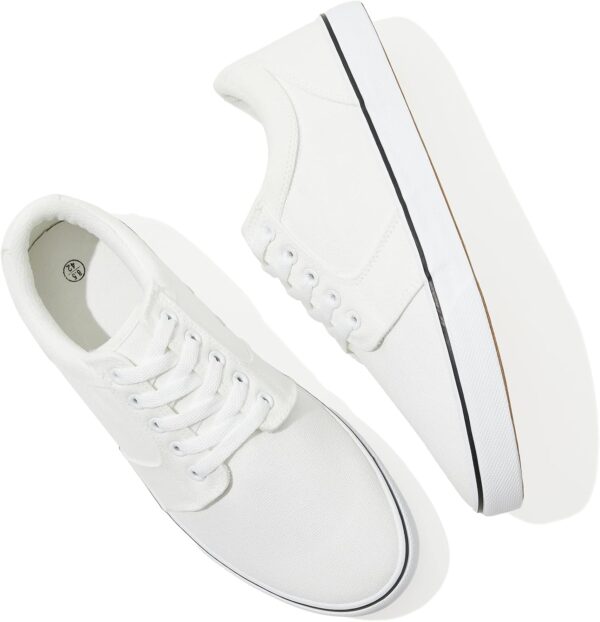 Mens White Casual Shoes All Black Fashion Sneakers for Men Low Top Lace Up Canvas Shoes