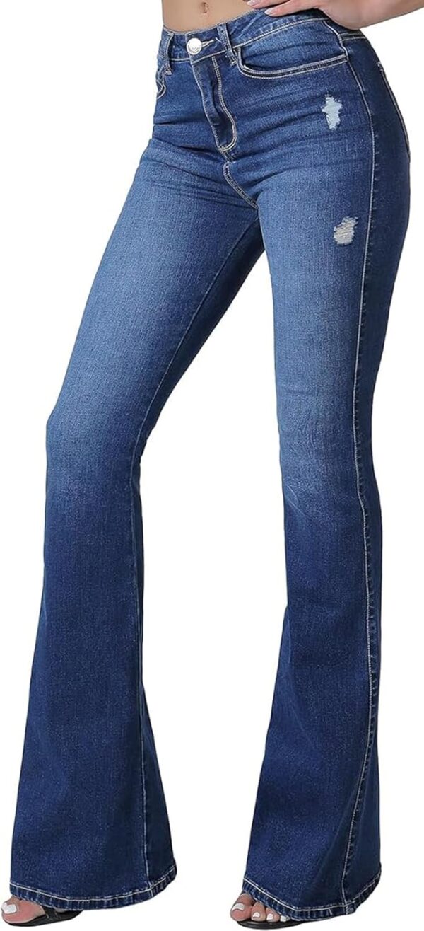 Bell Bottom Jeans for Women Ripped High Waisted Classic Flared Denim Pants