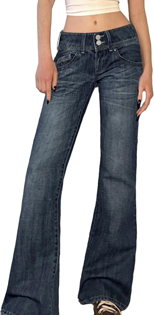 Women Bell Bottom Jeans Flare Jeans Mid-Low Waist Stretch Jeans Boyfriends Jeans  90s Denim Pants