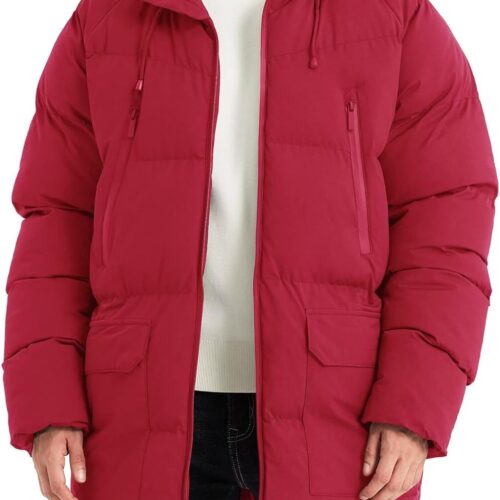 Men's Long Winter Coat Hooded Warm Quilted Jacket Water-resistant Cold Weather Parka