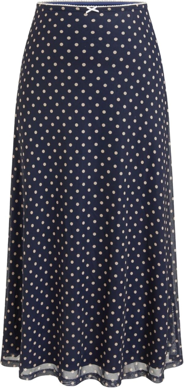 Womens Polka Dot Skirts Mesh High Waist Boho Flowy Long Midi Skirts