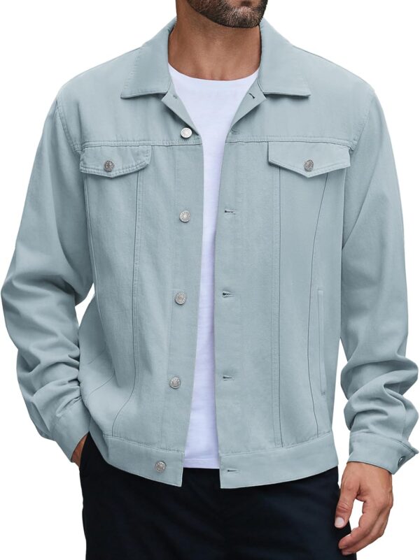 Men's Cotton Denim Jacket Lightweight Trucker Jackets Casual Washed Jean Jacket