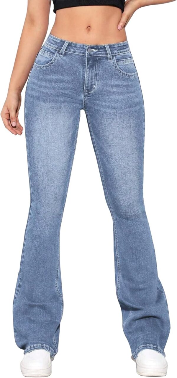 Women's Bell Bottom Jeans Low Waist Classic Stretch Flared Jeans Denim Bell Bottom Pants