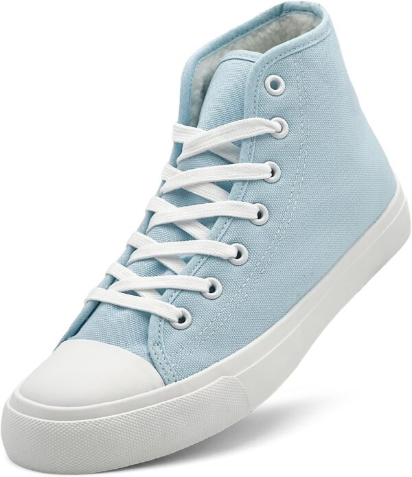 Womens High Top Canvas Sneakers,Unisex Fashion Lace-up Fuzzy Canvas Shoes,Casual Tennis Walking Shoes for Men