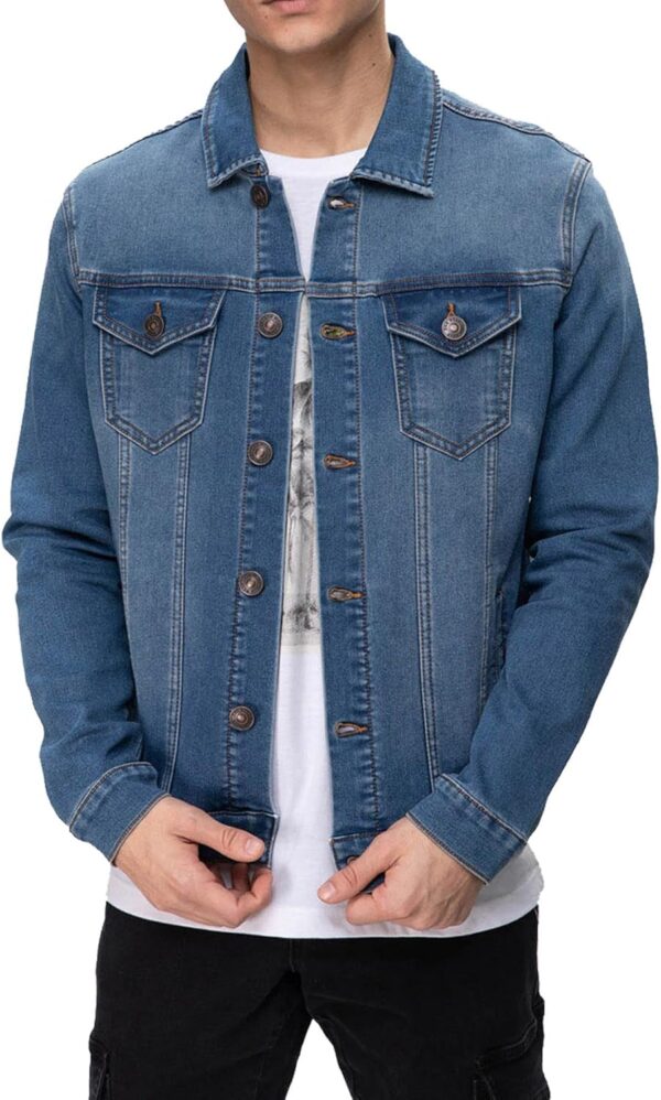 Men's  Button Down Denim Jacket Fashion, Classic Long Sve Jean Jacket